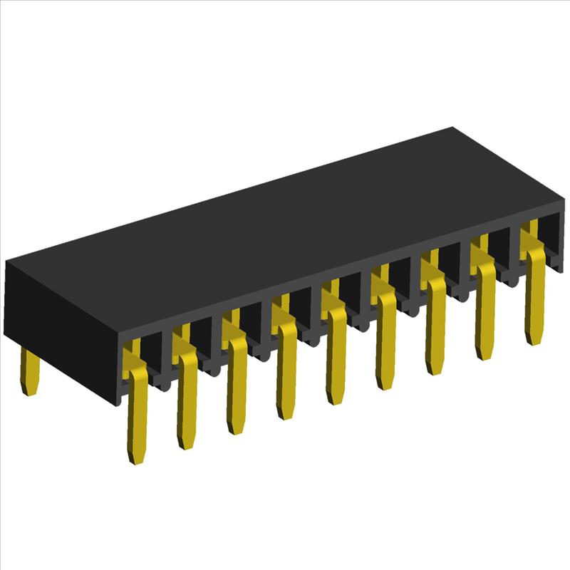 2.54mm PCB Socket Single Row Horizontal Entry Three Sides Contact Dip Type